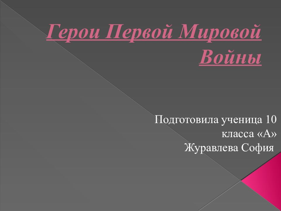 Герои Первой Мировой Войны