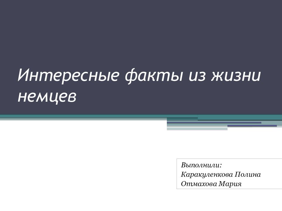 Интересные факты из жизни немцев