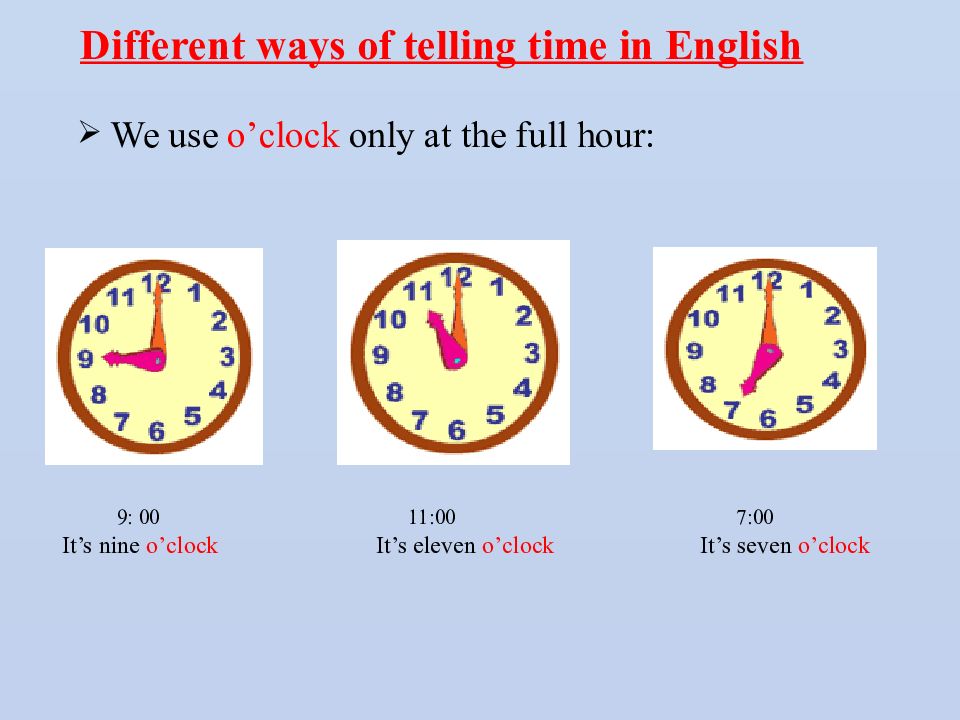 7 часов на английском языке. Time презентация по английскому. 11 Часов на английском. Время на английском для детей 4 класс.