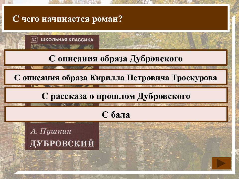 Система образов дубровский 6 класс