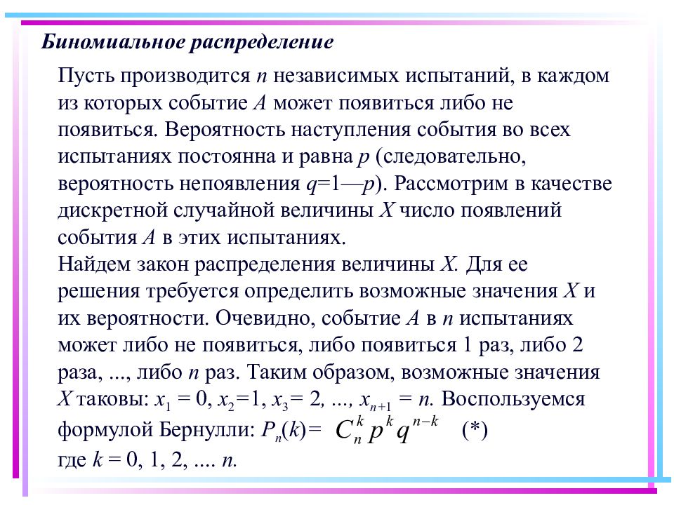 Биноминальное распределение презентация