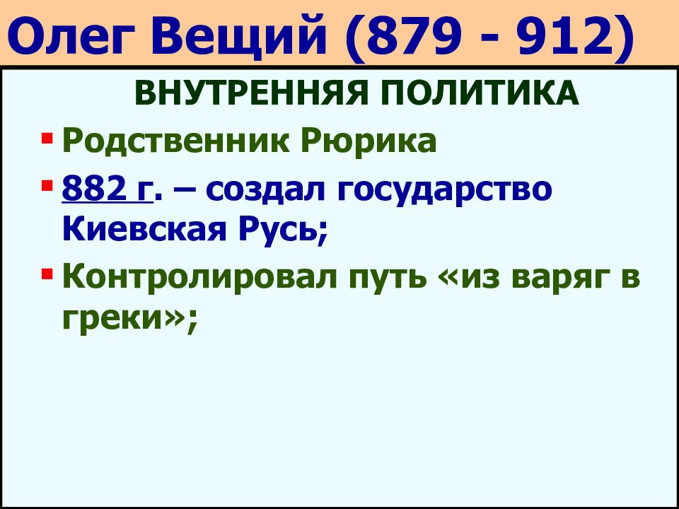 Внешняя политика олега 879 912