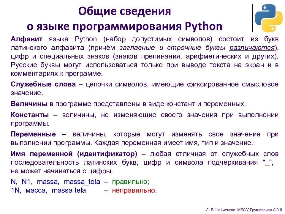 Python сообщение