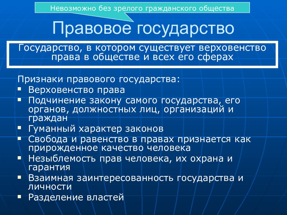 Правовое государство понятия и признаки презентация