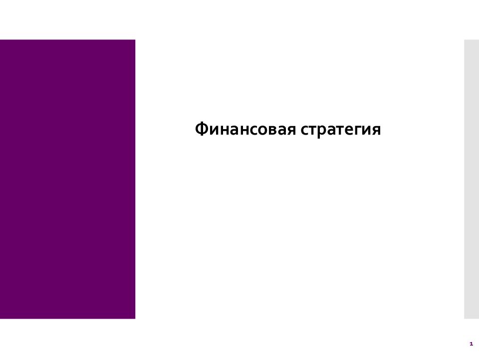 1 Финансовая стратегия