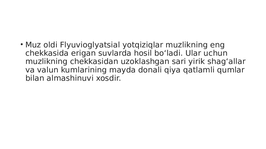 Mavzu : Muzliklarning turlari va tarqalishi. Muzliklarning gidrologik Mavzu : Muzliklarning turlari va tarqalishi. Muzliklarning gidrologik