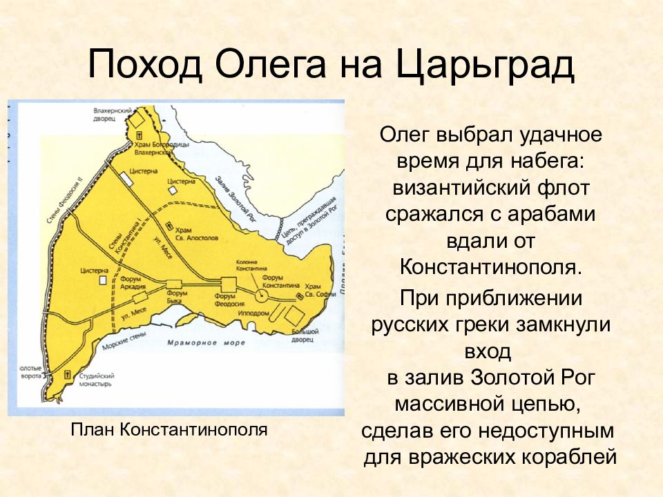 Карта походов олега на царьград