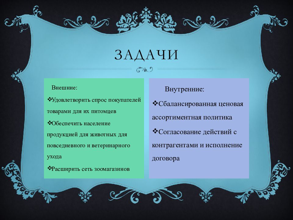 Внутренние задачи. Задачи магазина для животных. Цели и задачи зоомагазина. Задачи зоомагазина. Презентация магазина для животных.