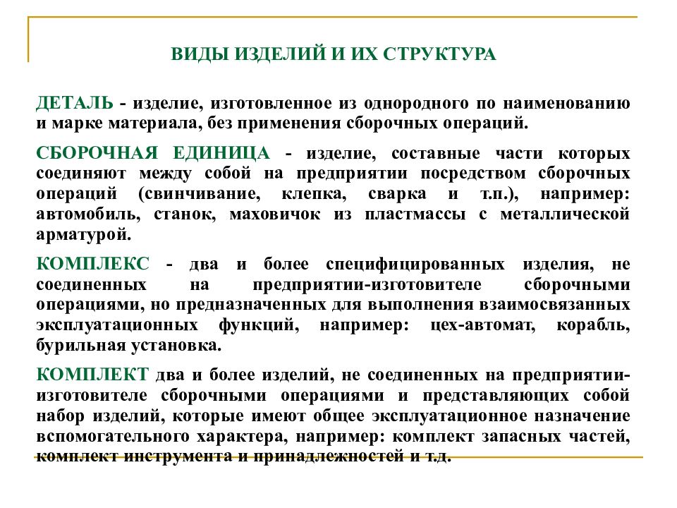 Совокупность изделий. Виды изделий. Виды сборочных операций. Виды изделий и их структура. Структура сборочных операций.