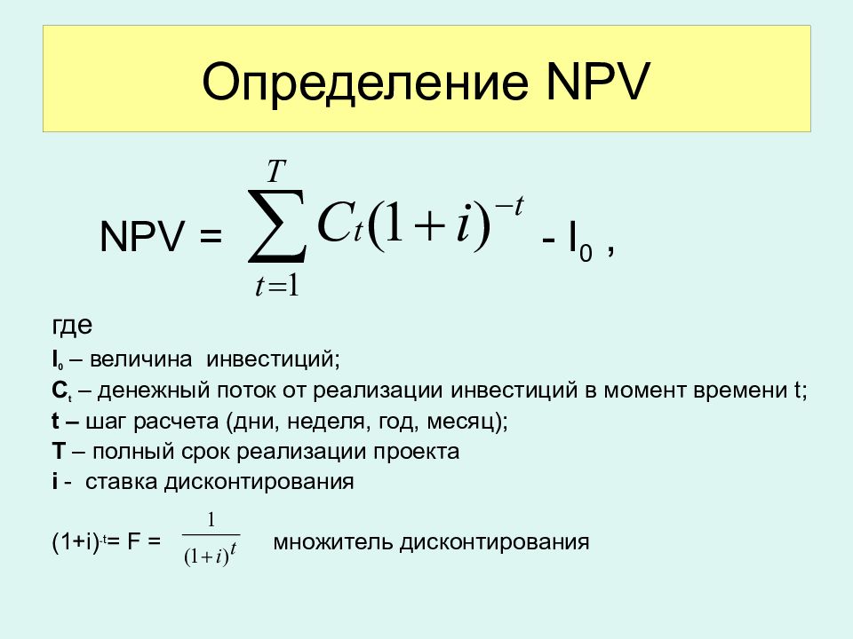 Чистая текущая стоимость денежных потоков. Npv формула расчета. Npv инвестиционного проекта формула. Npv формула экономика. Как определить npv проекта.