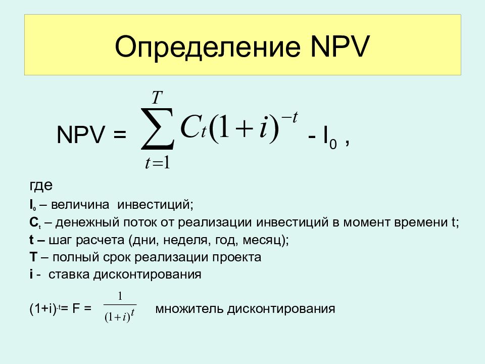 Npv эффективность проекта