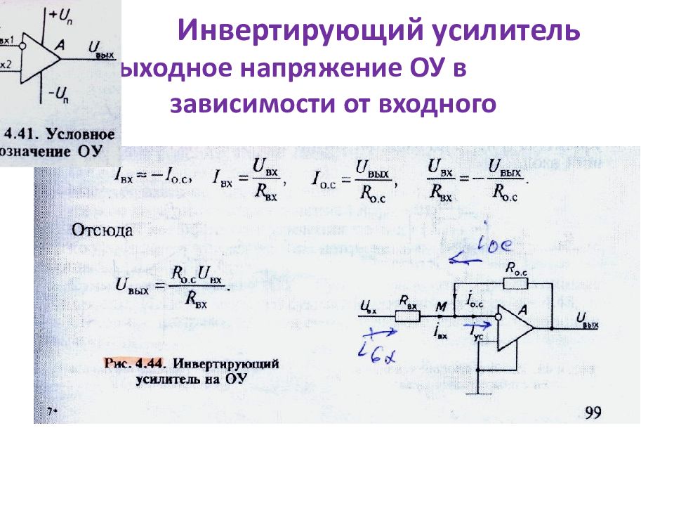 Схема инвертирующего усилителя