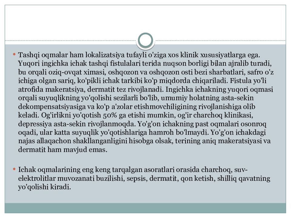 I chak oqma yaralarni bartaraf qilish usullari I chak oqma yaralarni bartaraf qilish usullari