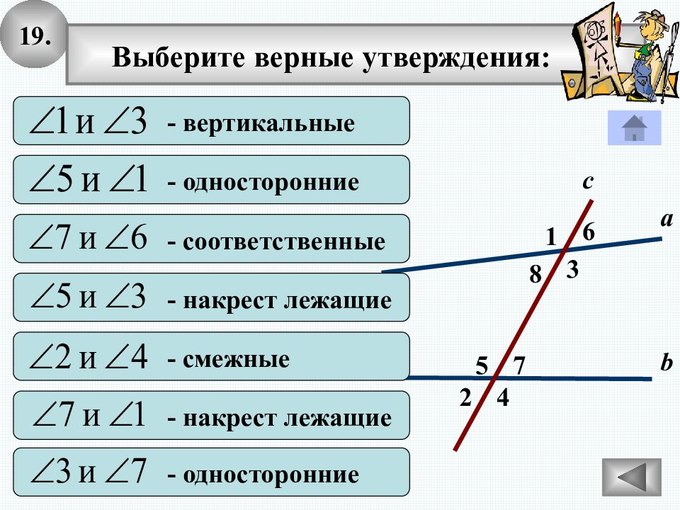 Накрест лежащие соответственные и односторонние углы рисунок