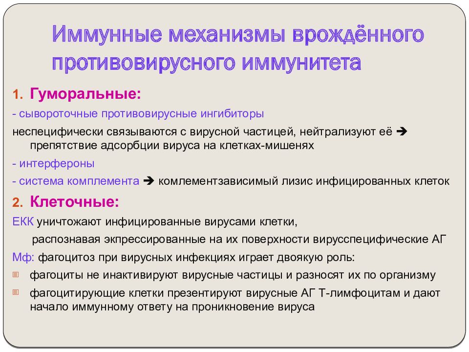 Особенности противовирусного иммунитета презентация