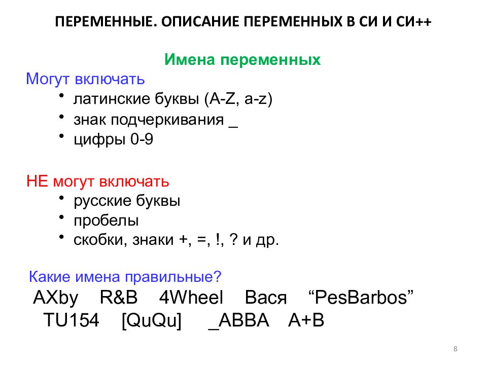 Си дата. Названия переменных в си. Переменные имена переменных. Переменные в языке си. Основы языка си.