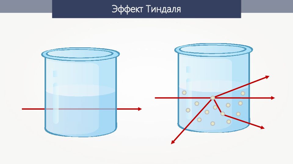 Укажите рисунок иллюстрирующий эффект тиндаля в коллоидном и истинном растворах