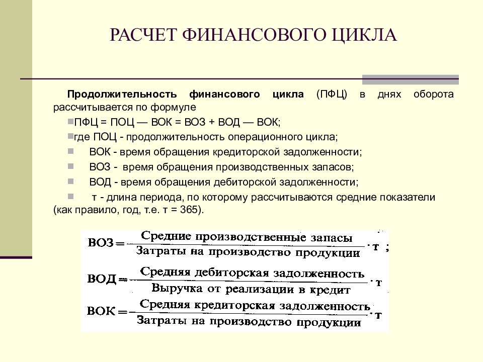 Расчет цикла. Расчет продолжительности финансового цикла. Финансовый цикл формула расчета. Длительность финансового цикла формула. Продолжительность финансового цикла формула расчета.