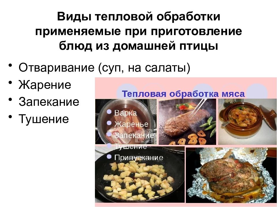 Тепловая обработка мяса. Тепловаят обработка птиц. Виды тепловой обработки птицы. Виды тепловой обработки блюд. Блюда из птицы технология.