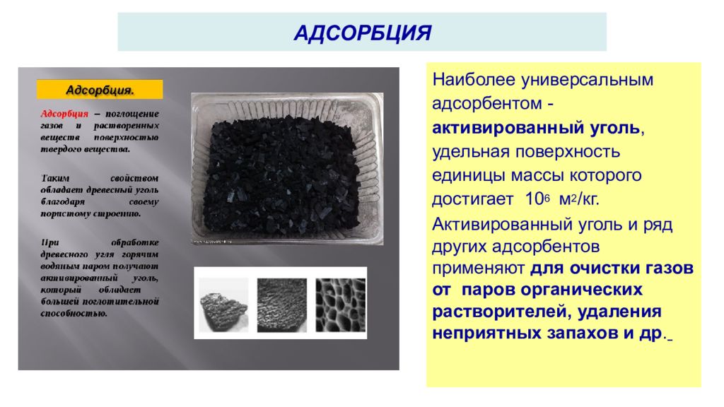 Какой выброс не следует обезвреживать адсорбционным методом. Адсорбация на примере активированного угля. Адсорбционные свойства активированного угля формула. Удельная поверхность адсорбции угля. Сорбенты или адсорбенты.