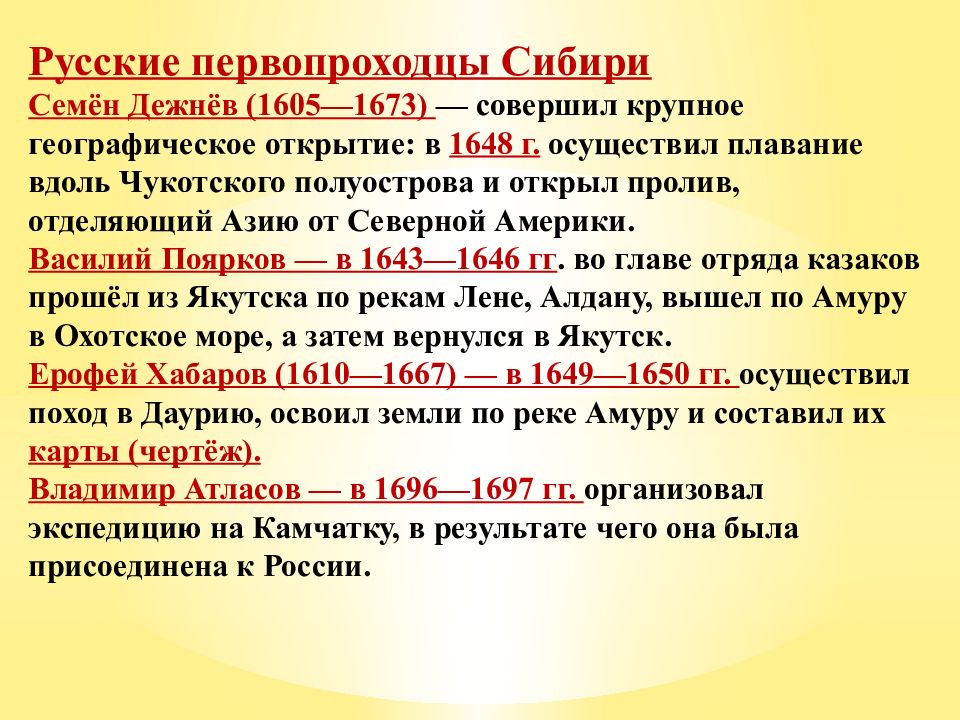 Русские путешественники и первопроходцы 17 века план