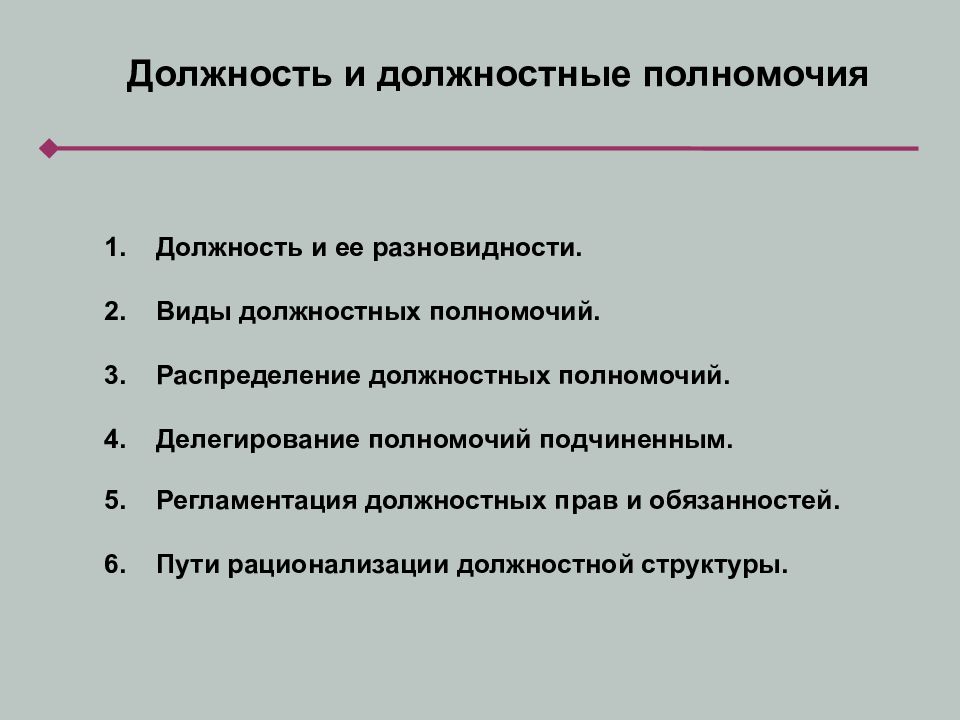 Вид должностных обязанностей