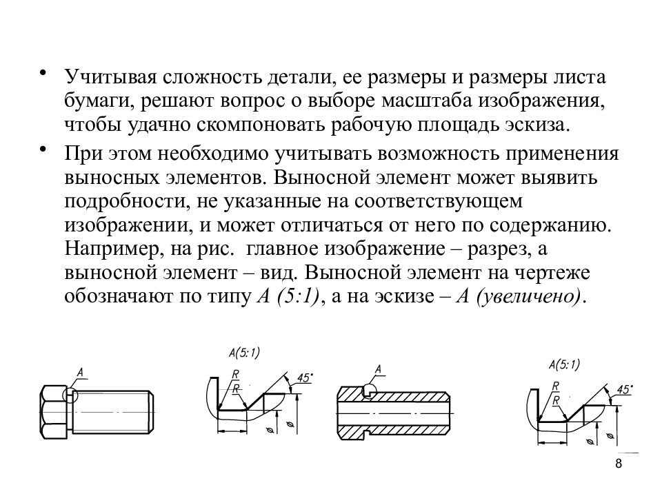 Последовательность выполнения эскиза деталей