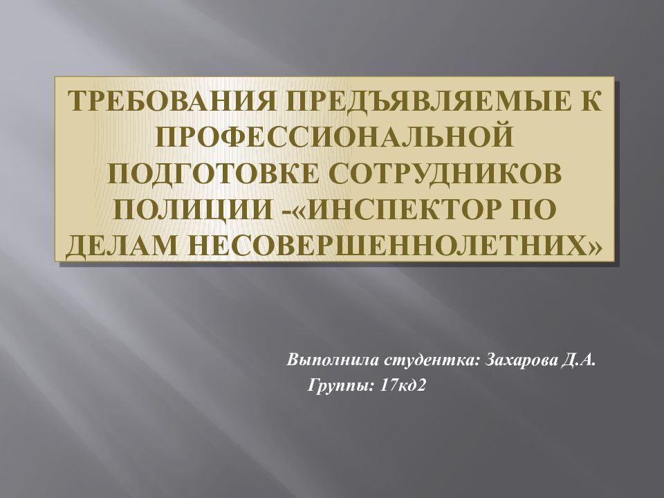 План подготовки к профессиональной карьере полицейского