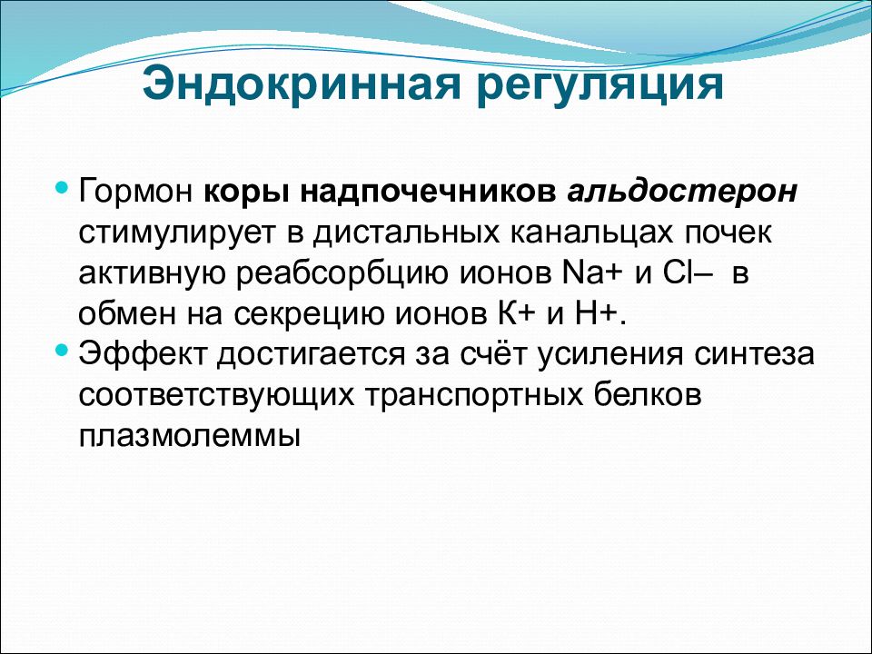 Альдостерон коры надпочечников:. Регуляция секреции альдостерона. Методика определения почечной секреции.