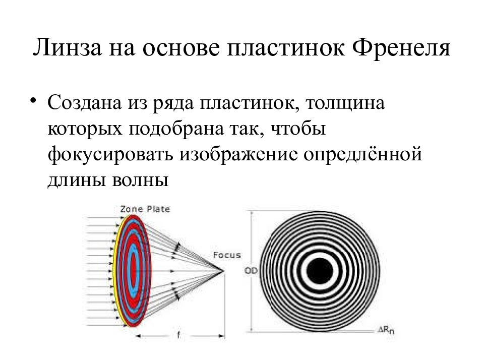 Работа линз. Френеля. Кольца Френеля. Ромб Френеля. Пластинка Френеля.