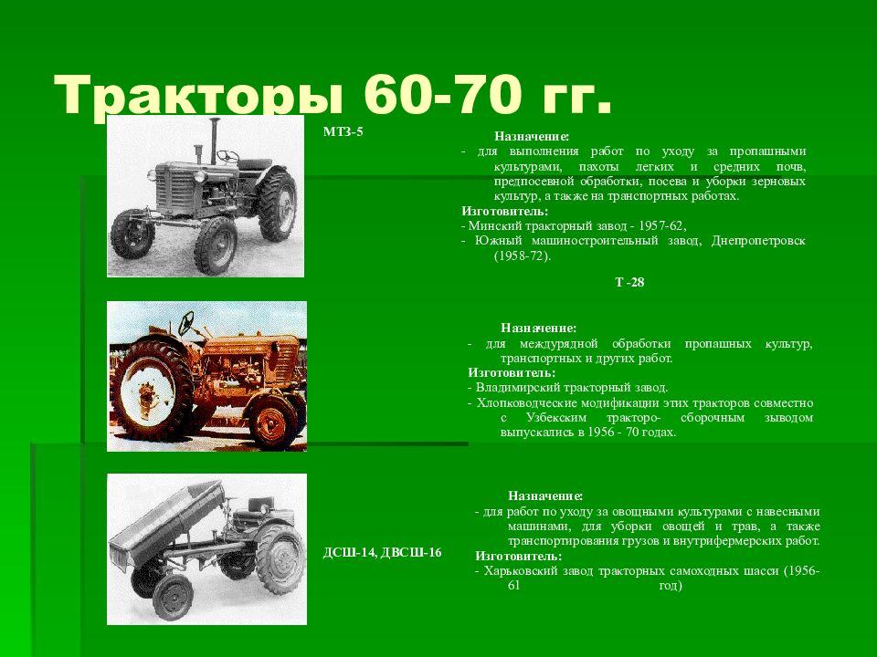 Презентация про трактора и их характеристика