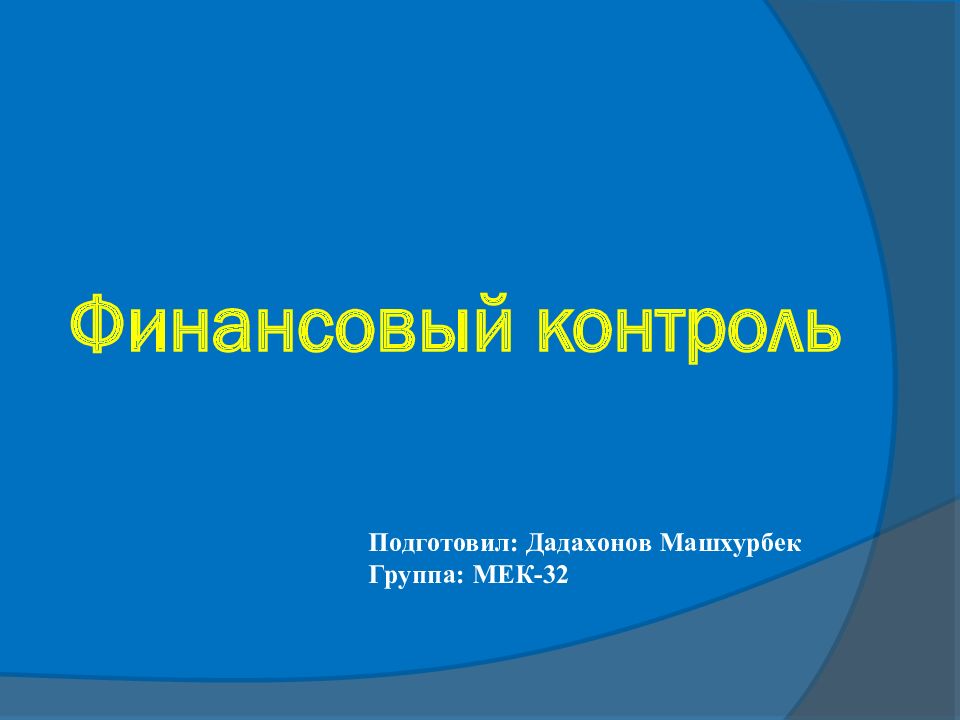 Финансовый контроль