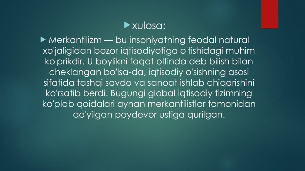 Merkantilizm iqtisodiy maktabi