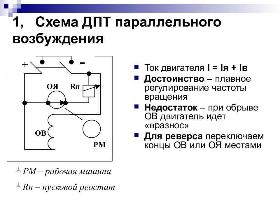 Дпт с параллельным возбуждением схема