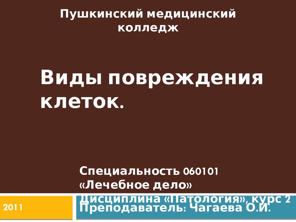 Виды повреждения клеток.