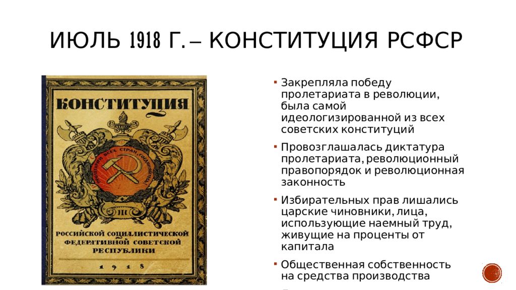 Конституция 1918. Все Конституции РСФСР.