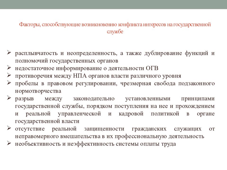 Конфликт интересов на государственной службе презентация