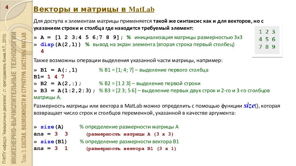 Индекс элемента матрицы
