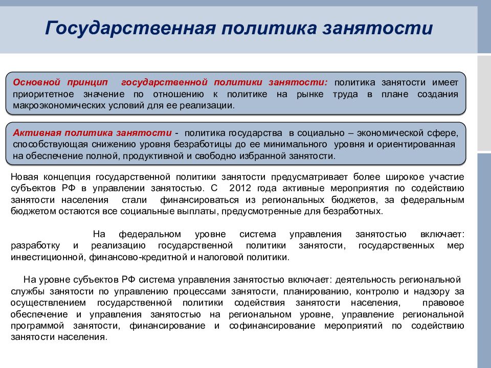 Государственная политика занятости презентация 9 класс