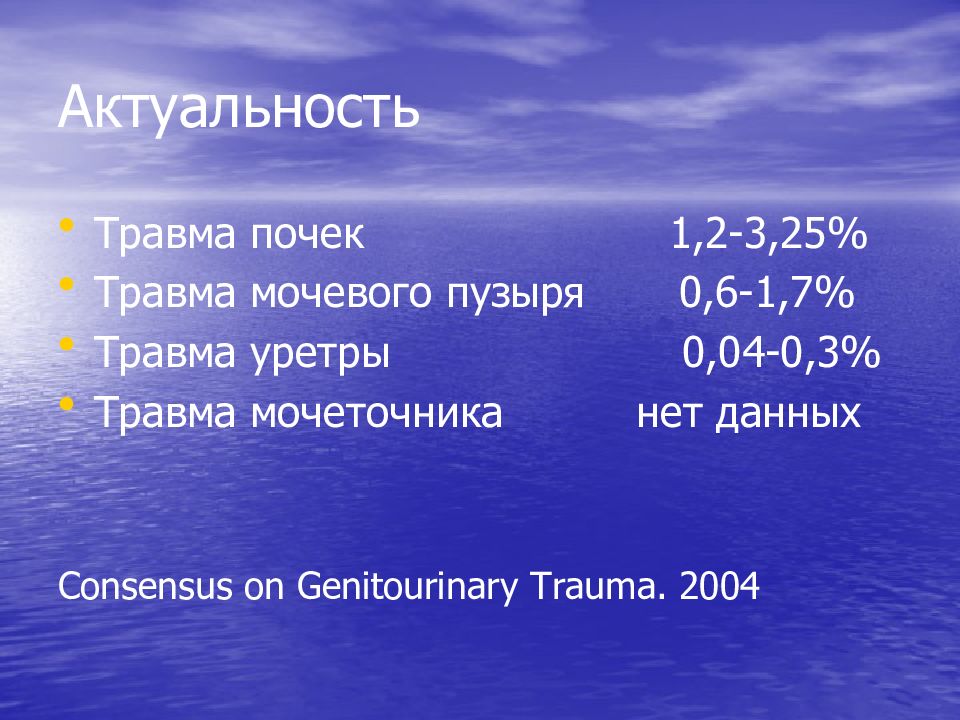 Травмы органов мочевыделительной системы презентация