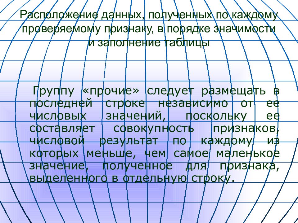 Расположение информации