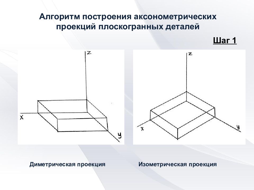 В каком порядке выполняется чертеж модели изображенной в аксонометрической проекции