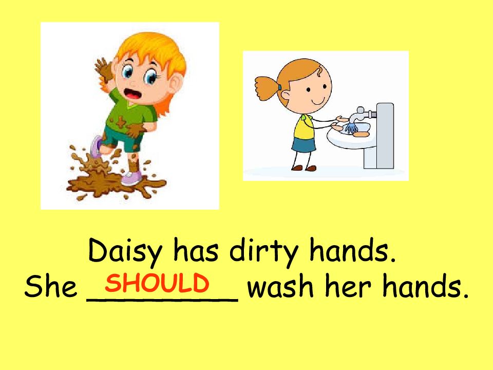 Предложения с shouldn't. Should or shouldn't. My hands are Dirty. I ______ Wash them.. Should shouldn't Worksheets.