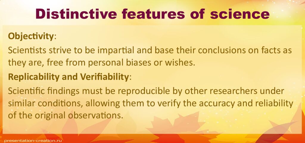Distinctive features of science