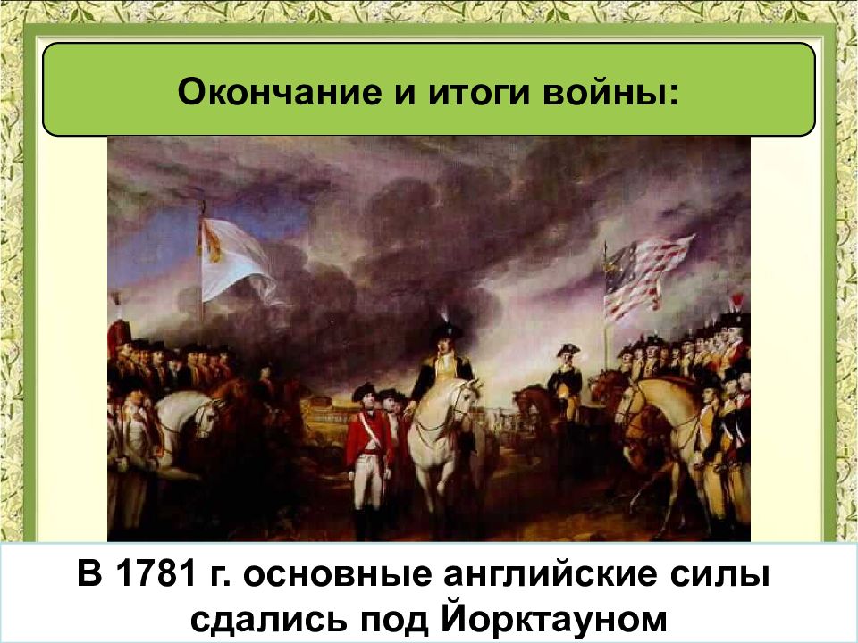 Презентация война за независимость создание сша