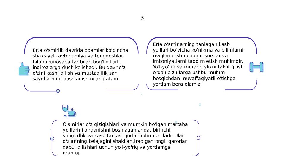 Ilk òspirinlik davridagi inqirozlar. Ilk òspirinlik va kasb tanlash
Talaba: 5