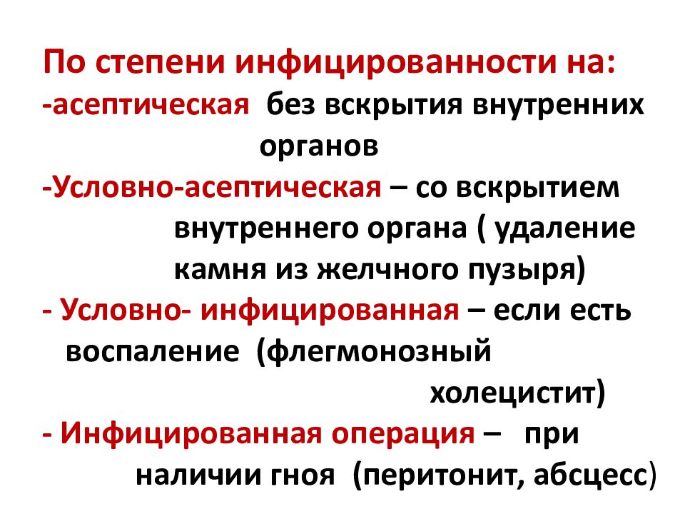 Период термин. Асептические операции.