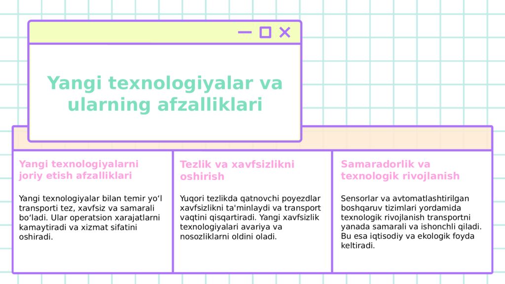 Temir yo‘l transporti Muxayyo Ahtamova