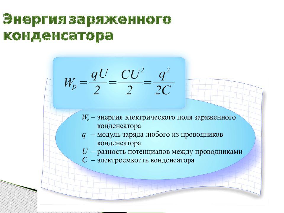 Энергия заряженного конденсатора 10 4