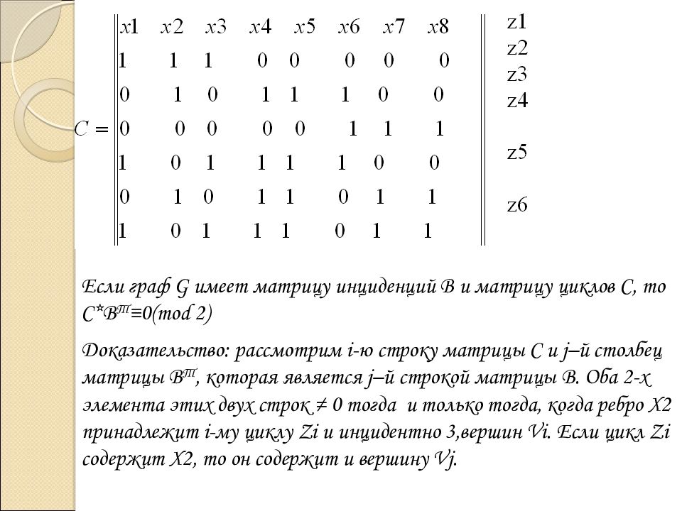 Матрица графа. Граф, имеет матрицу инциденций. Матрица циклов графа. Матрица фундаментальных циклов графа. Матрицы цикличности.